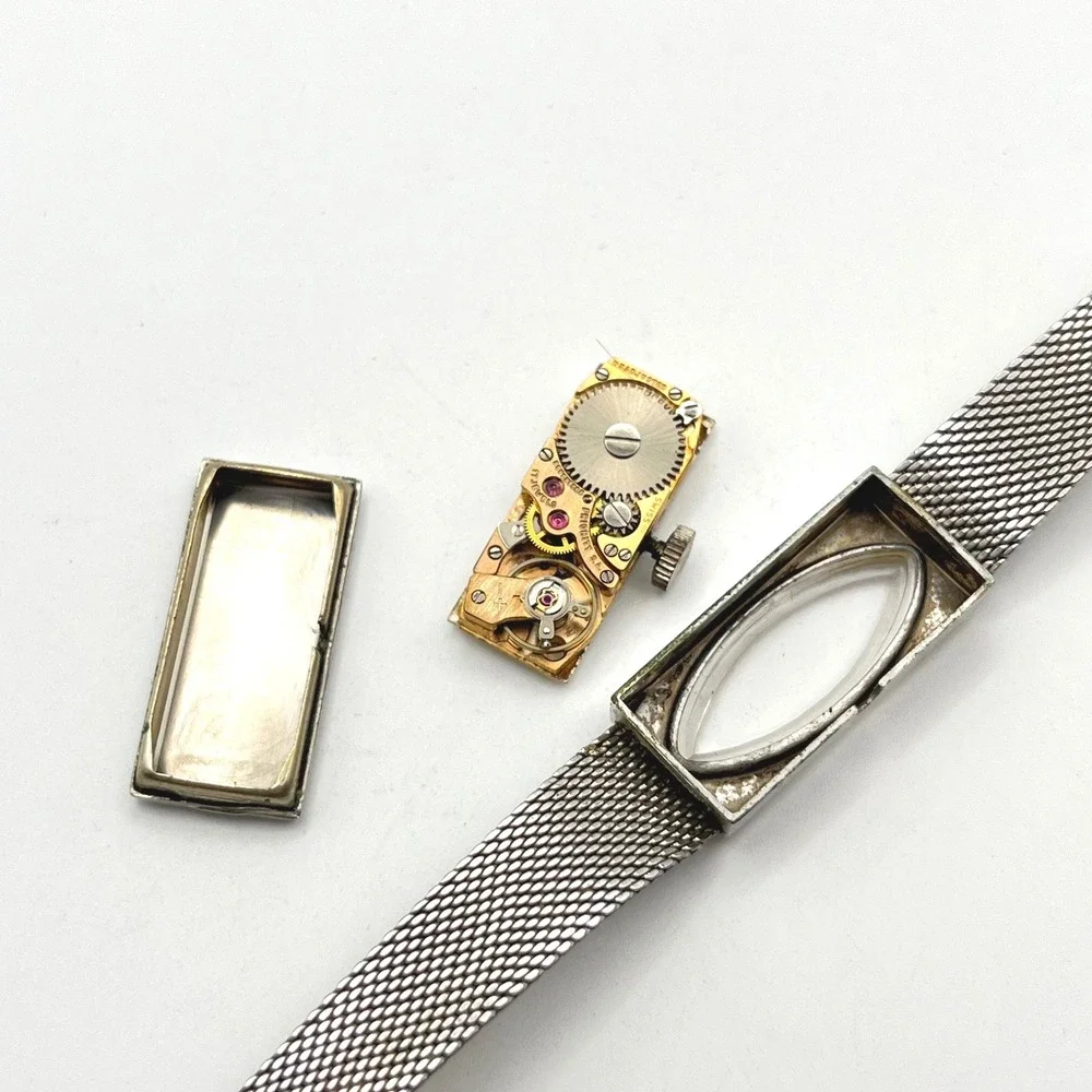 Vintage MF‎ Cortina 17 Jewel Manual Wind Watch 10K RGP Bezel GF Mesh Band Silver